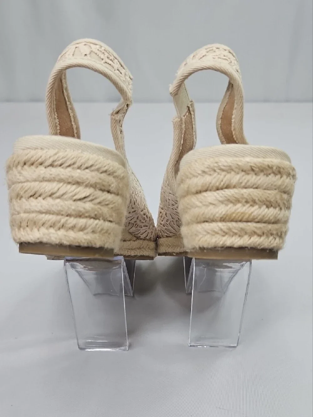 Lifestride Kayden Espadrille Cream/Tan  Wedge Pump Sandal Size 8.5 W